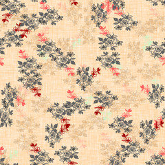 Watercolor seamless flower pattern with color backgound
