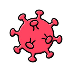 Red icon of medical Chinese virus microbe dangerous deadly strain covid-19 coronavirus epidemic pandemic disease. Vector illustration isolated on a white background