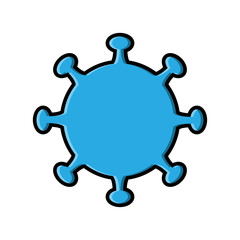 Blue icon of medical chinese virus microbe dangerous deadly strain covid-19 coronavirus epidemic pandemic disease. Vector illustration isolated on a white background
