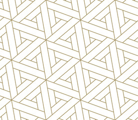 Modèle sans couture avec texture de ligne géométrique abstraite, or sur fond blanc. Papier peint simple moderne léger, toile de fond de tuile lumineuse, élément graphique monochrome