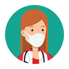 super doctor female with face mask and hero cloak vector illustration design