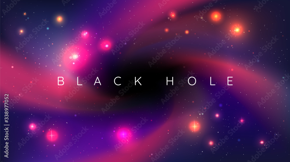 Poster vector realistic illustration. night cosmic sky. wallpaper. nebula in space. template for website or