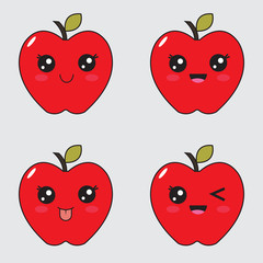 Cute apple mascot vector design