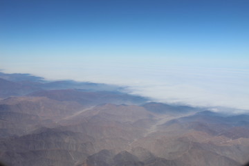 the view of peruvian mountains and jungle from the airplane 