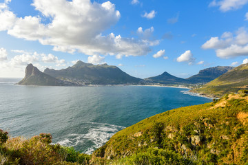 Panorama of Hout Bay from a view point at Chapman's Peak Drive, Cape Town, South Africa