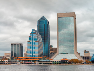 Jacksonville, Florida. Sunset view of city skyscrapers