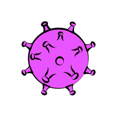 Purple icon of the medical Chinese virus microbe dangerous deadly strain covid-19 coronavirus epidemic pandemic disease. Vector illustration isolated on a white background