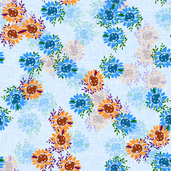 Obraz premium Watercolor seamless flower pattern with color backgound