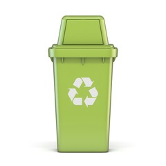 Green plastic recycle bin 3D