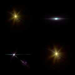 Naklejka premium Illustration of 4 Lens Flares isolated on black background