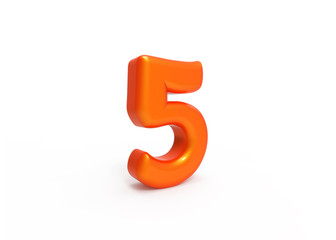 3d rendered orange 5 number isolated