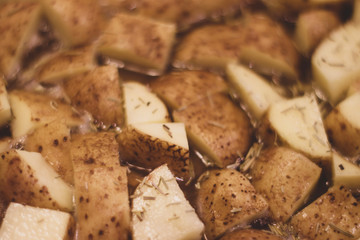 seasoned potatoes cooking in oil

perfect background for a food website or blog