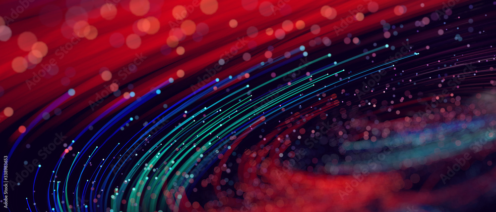 Wall mural abstract colorful technology lines big data flow