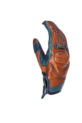 Riders Concepts. Closeup of Modern Leather Tan Motorcyclist Protection Glove with Decorative...