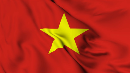 Vietnam flag is waving 3D animation. Vietnam flag waving in the wind. National flag of vietnam. 3D rendering Waving flag design.