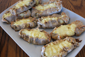 Close up view on freshly baked Karelian Pie with egg butter, a traditional topping to this dish in Finland