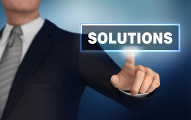 solutions   pushing concept 3d illustration