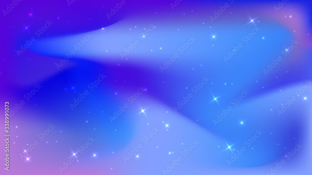 Poster bokeh or blur abstract circles with star light shapes blue, pink and dark on gradient background