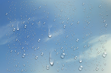 Realistic water droplets on the transparent window. Vector