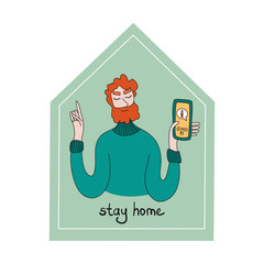 be informed and stay home. Pandemic of coronavirus and social distancing, self quarantine concept.Adults staying home in self isolation to reduce risk of spreading the corona.