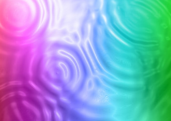 虹色の水面に広がる抽象的な波紋