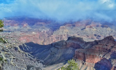 Grand canyon with some clouds