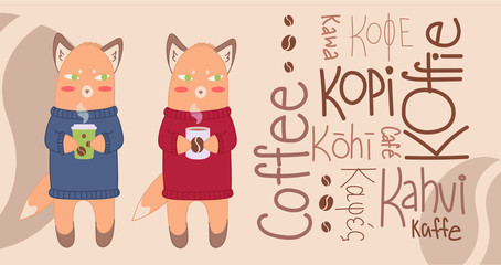 Obraz na płótnie Canvas Foxes and coffee