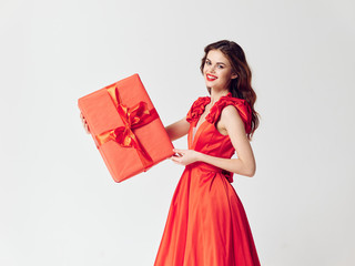 young woman with gift box
