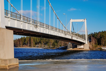Suspension bridge crossing the water