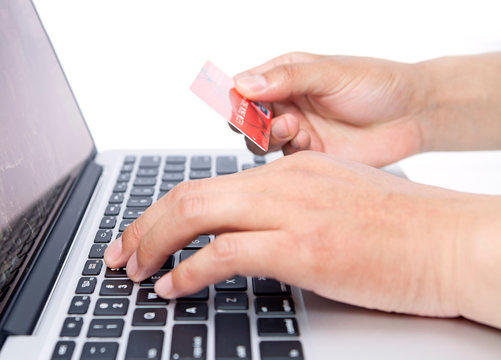 Man payment online with credit card