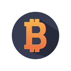 bitcoin cryptocurrency symbol icon, block detailed style