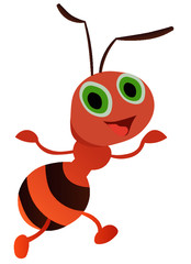 Cute Red and Brown Ant Illustration