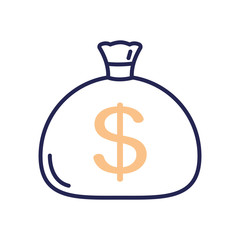 money bag icon, line color style