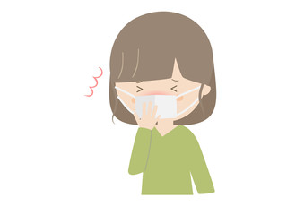 Young woman sneezing