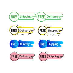Free Delivery Free Shipping Tag Label Vector Template Design Illustration