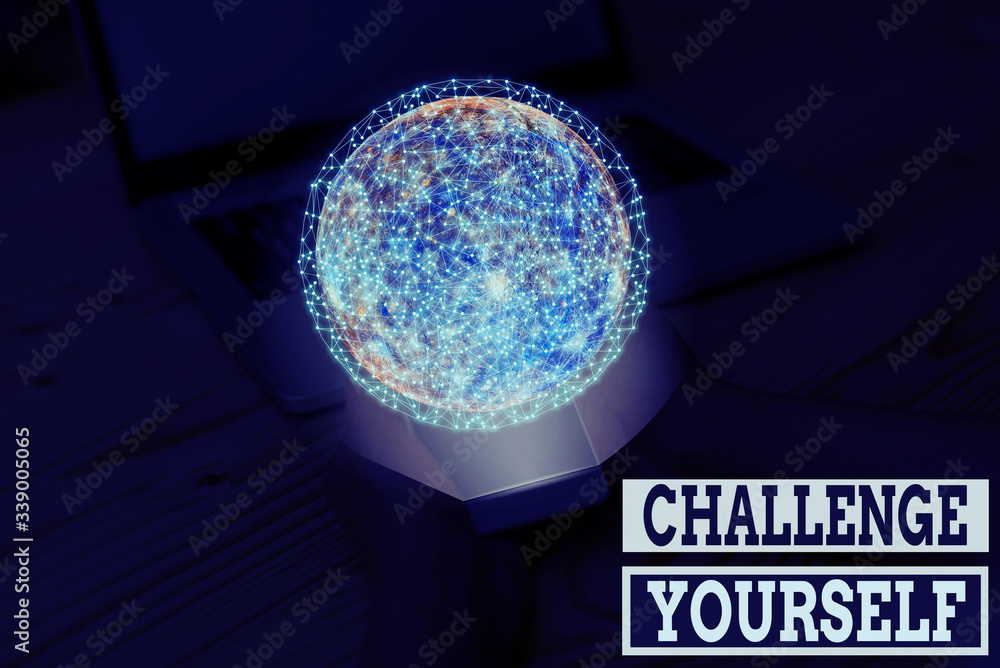 Poster handwriting text writing challenge yourself. conceptual photo opportunity to be part of something bi