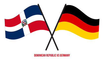 Dominican Republic and Germany Flags Crossed And Waving Flat Style. Official Proportion