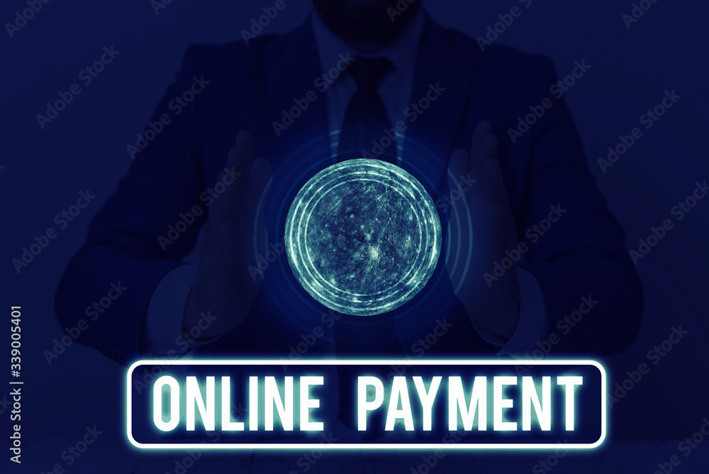 Poster text sign showing online payment. business photo text internetbased method of processing economic tr