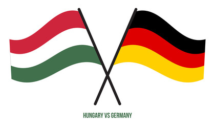 Hungary and Germany Flags Crossed And Waving Flat Style. Official Proportion. Correct Colors