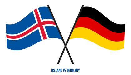 Iceland and Germany Flags Crossed And Waving Flat Style. Official Proportion. Correct Colors