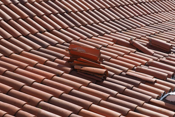 Obraz na płótnie Canvas Roof repair or construction work..
