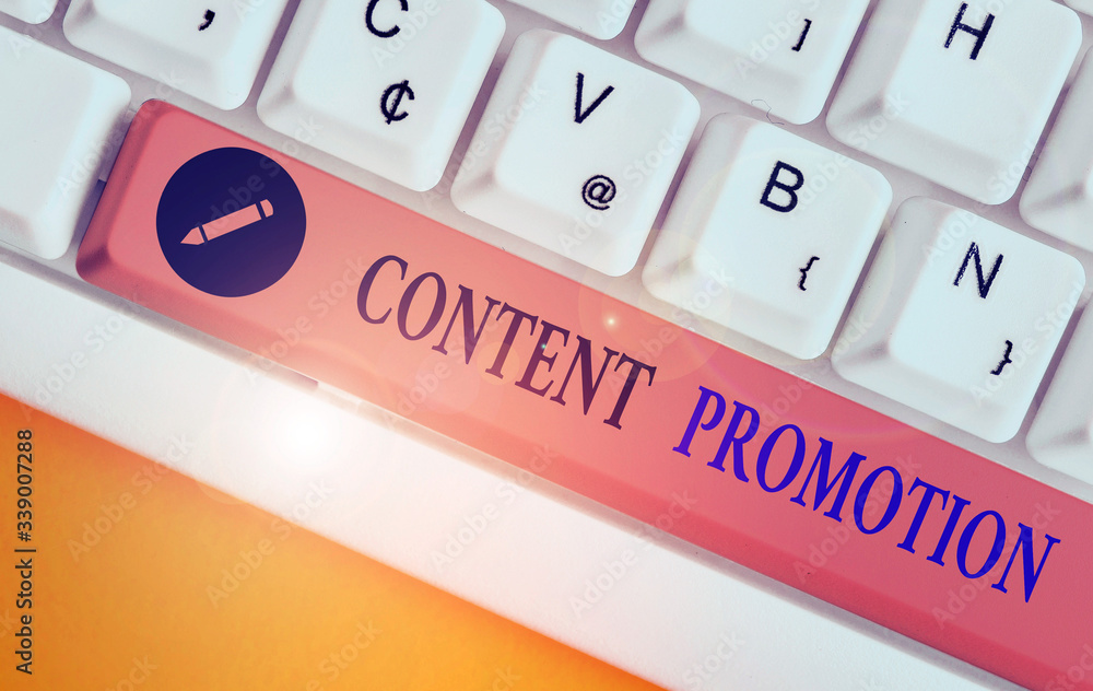 Poster conceptual hand writing showing content promotion. concept meaning about getting content in front of