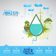 Save Water Ecology Vector Concept Water is Life