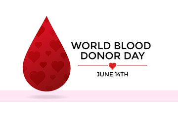 World Blood Donor Day awareness campaign design. Blood donation concept. Appreciation to donors worldwide. Landscape or banner format. Vector illustration.