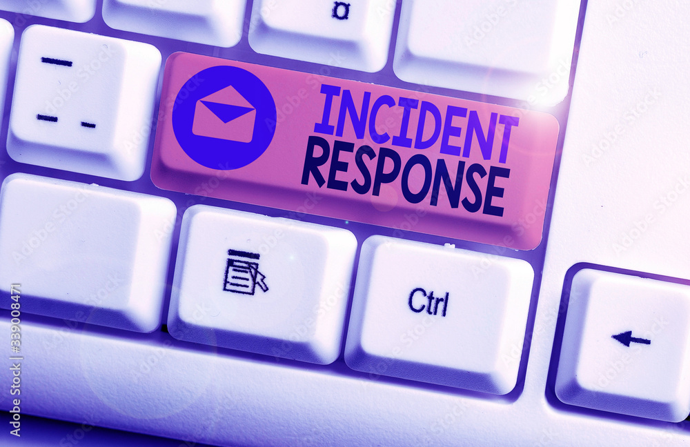 Poster writing note showing incident response. business concept for addressing and analysing the aftermath 