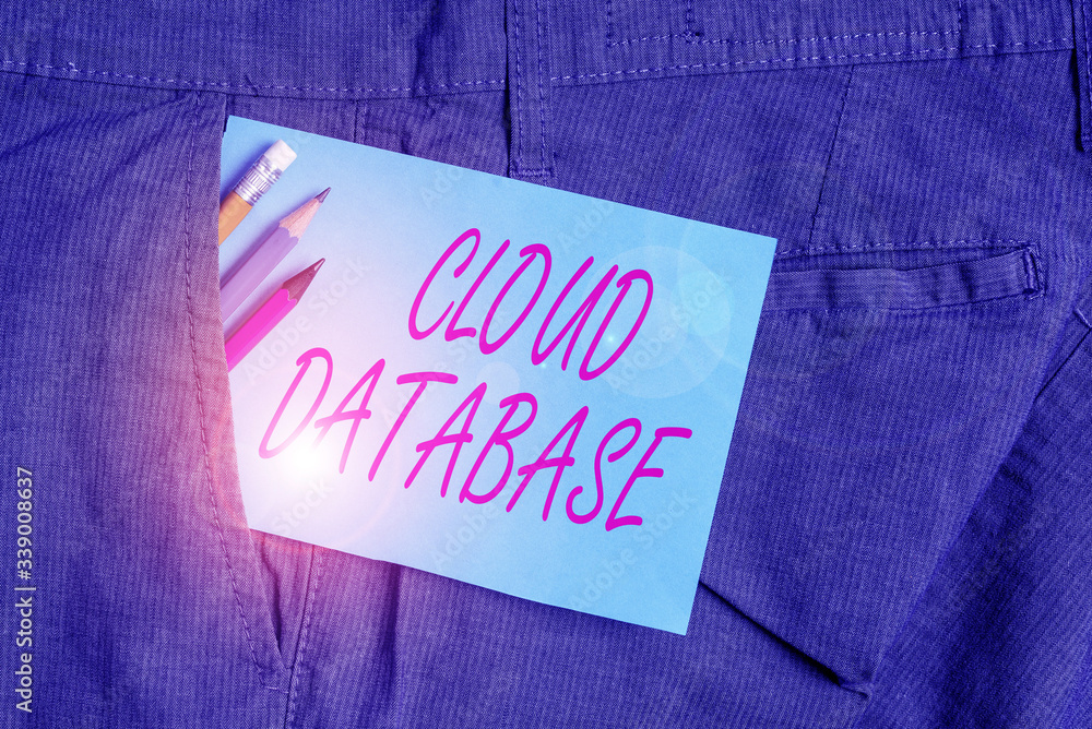 Poster handwriting text cloud database. conceptual photo optimized or built for a virtualized computing env