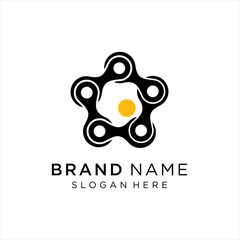 chain with fried eggs abstract logo