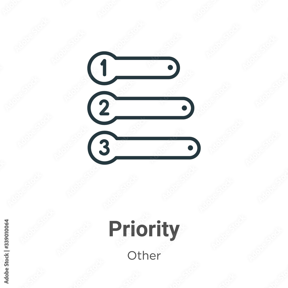 Poster priority outline vector icon. thin line black priority icon, flat vector simple element illustration