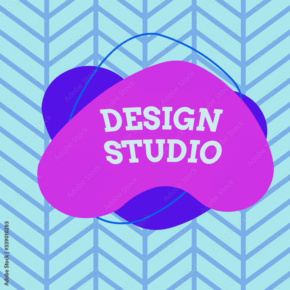 Poster text sign showing design studio. business photo showcasing workplace for designers and artisans enga
