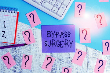 Conceptual hand writing showing Bypass Surgery. Concept meaning type of surgery that improves blood...
